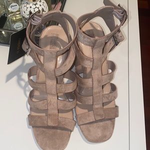 Suede light nude color heels, never worn!